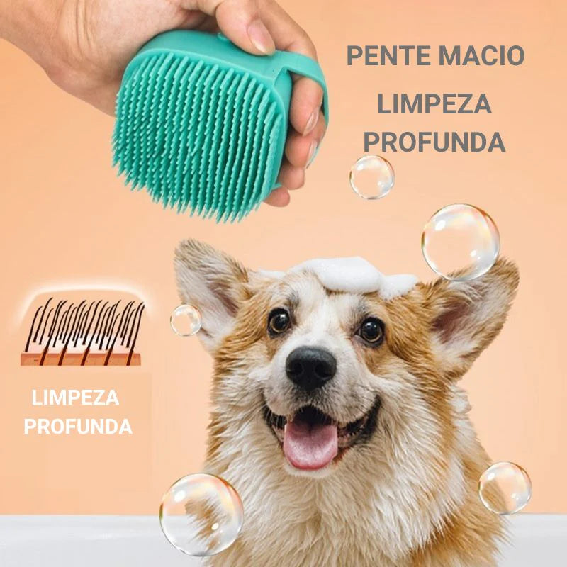 Escova de Banho Para Animais de Estimação, Silicone Macio, Massageador