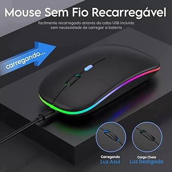 Mouse Sem Fio Portátil Via Bluetooth Recarregável